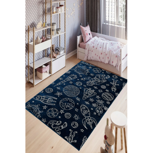 Mavi Uzay Figürlü Çocuk Odası Halısı 120x170