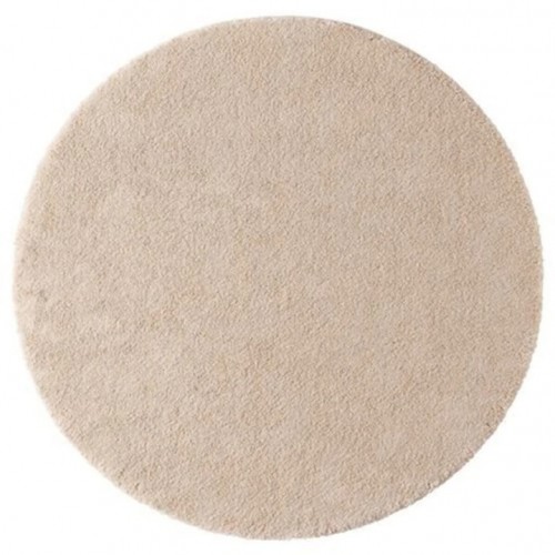 Krem Yumoş Dokulu Yuvarlak Dokuma Halı